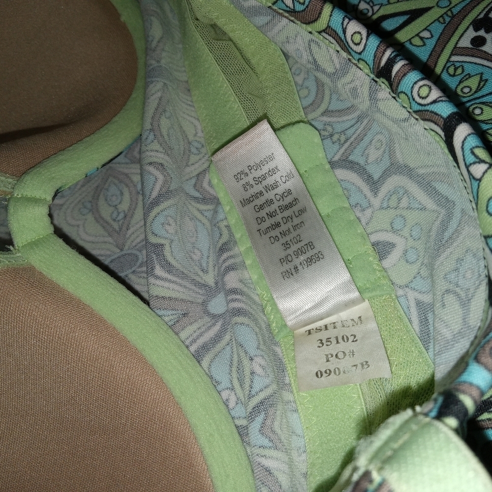 5 for $10 Athleta Green & Blue Tankini Top w/ Built in Underwire Bra size 36B - Picture 3 of 8
